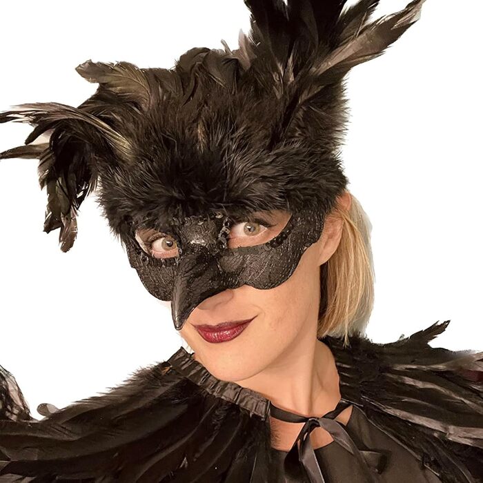 Венеціанська маска для жінок та чоловіків, маска для маскараду, чорна маска з пір'ям, маска ворона для карнавалу, Фашінгу, Хелловіну, косплею, аксесуари до костюма