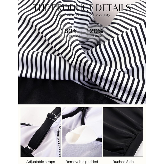 Tankini топ Hanna Nikole з контролем живота, принт 'Brutknoten', чорно-білий, XXL