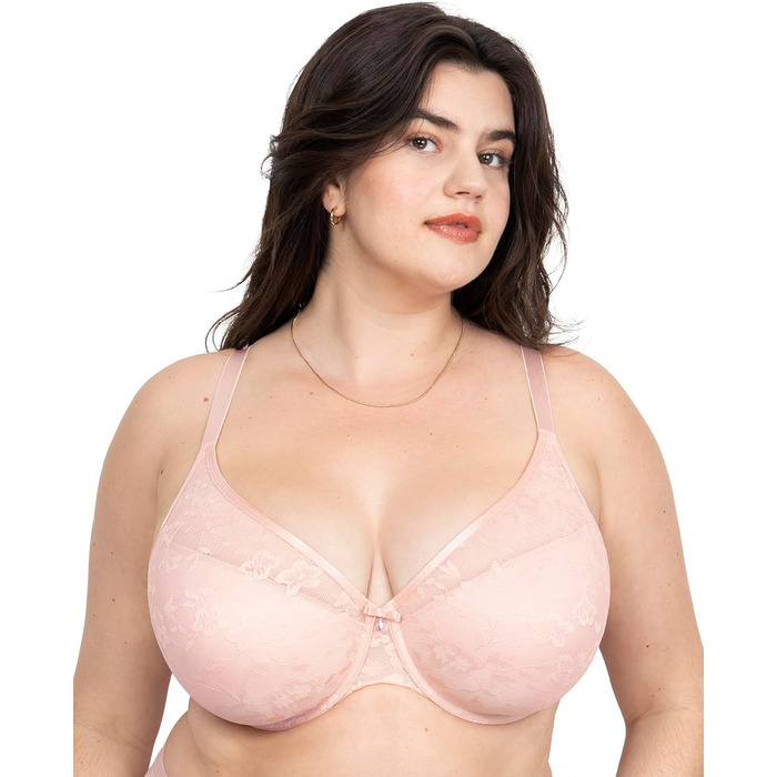 Трусики-бра бюстгальтер Curvy Couture з мереживом та глибоким вирізом, 80E, Червона роза