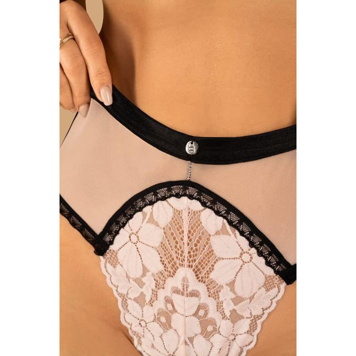 Obsessive Spitzen Set: Комплект бюстгальтера та трусиків Obsessive, жіноча білизна, сексуальна спідня білизна, рожево-чорний комплект L-XL