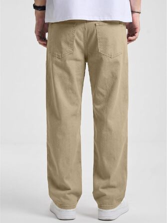 Чоловічі джинси Baggy JMIERR Y2K з ефектом stretch, широкі денімові штани (L, Khaki)