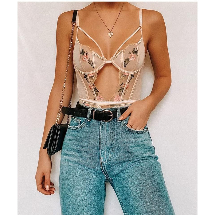 Жіночий комплект спідньої білизни: бюстгальтер, труси, боді з підтяжками, квітковий дизайн, розмір XL, колір A