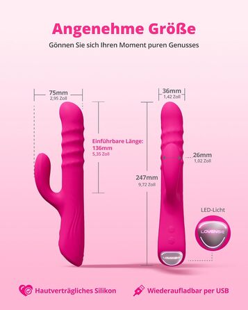 LOVENSE Velvo Rabbit Вібратор для жінок - стимулятор клітора з додатковою вібрацією G-точки, управління через додаток, водонепроникний IPX7