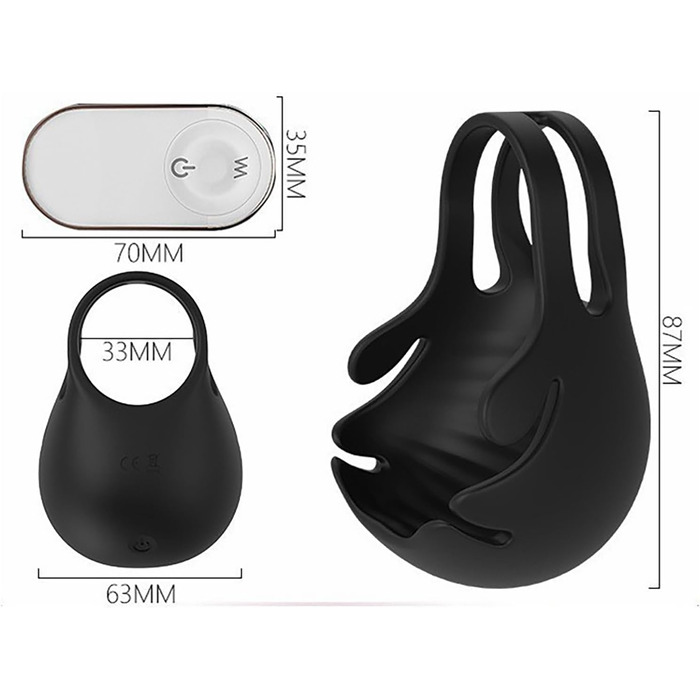 Вібруючий кільце для яєчок з 9 режимами вібрації, масажер для яєчок, пристрій для мастурбації, пульт дистанційного керування, тренажер для чоловіків та пар