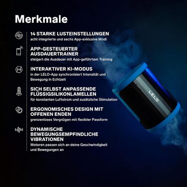 LELO F2S Ausdauertrainer: Масажер для чоловіків з App, 14 режимів та AI, блакитний