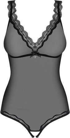 Корсетний боді Obsessive Zarter з витонченою мереживом та шнуванням, чорний, L-XL