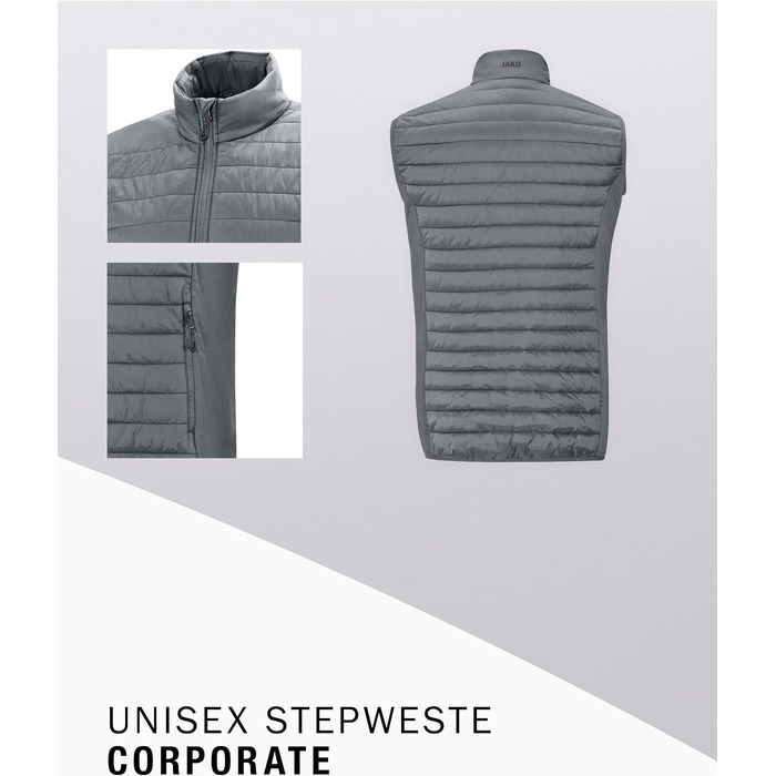 Чоловічий утеплений жилет JAKO Corporate Teamwear з еластичними вставками, сірий (XXL)