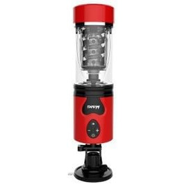 Електричний мастурбатор для чоловіків з ротаційним механізмом та 10 режимами вібрації, телескопічний, реалістичний, червоний