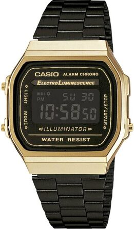 Цифровий кварцовий годинник Casio Unisex з ремінцем із нержавіючої сталі, чорний