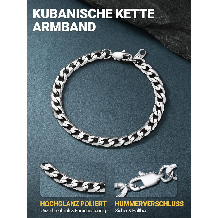 Сталевий браслет-ланцюг PROSTEEL для чоловіків та жінок, класичний панцирний стиль, сріблястий колір, 23 см, ширина 6 мм
