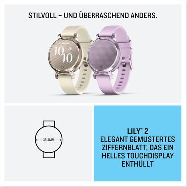 Жіночий смарт-годинник Garmin Lily 2 Cream Gold: сенсорний дисплей 2,54 см, моніторинг здоров'я та фітнесу, смарт-сповіщення, до 5 днів автономної роботи