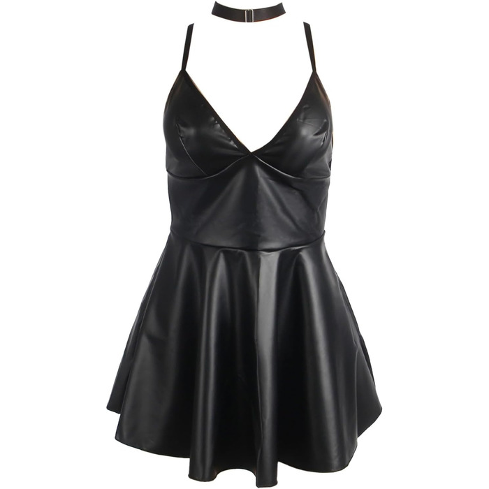 Чорний шкіряний ремінь з панчохами та кільцем на шию для жінок, XL