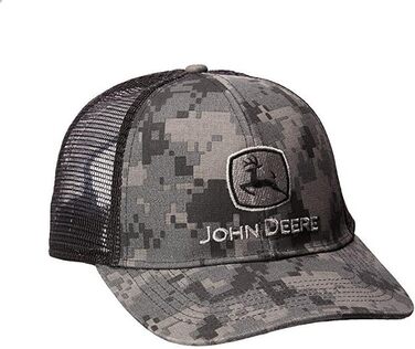 Чоловіча кепка John Deere Digital Camo з сіткою та вишивкою, універсальний розмір, чорна