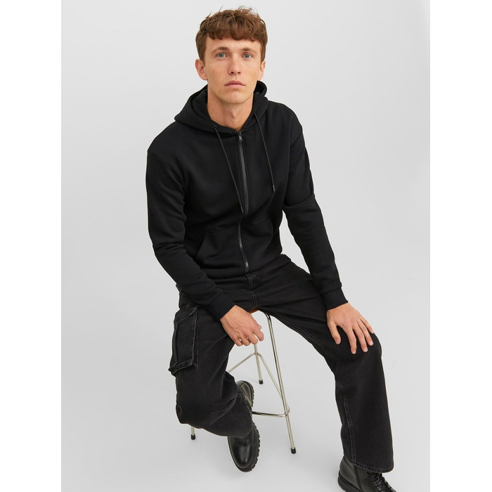 Чоловіча толстовка з капюшоном та блискавкою Jack & Jones Zip Hoodie, однотонна, колір Scarab, розмір XS