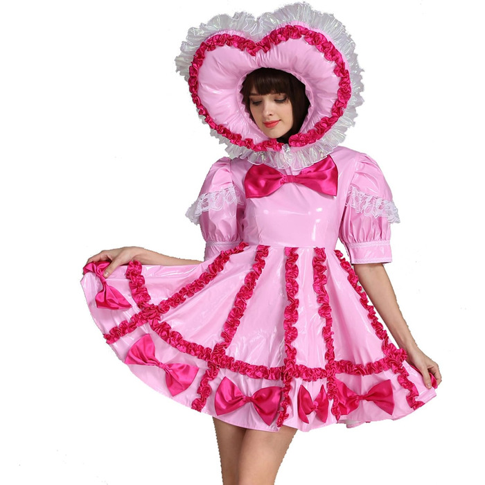 Костюм для дорослих (Sissi) з ПВХ, рожевий, з замком, уніформа для прислуги GOceBaby
