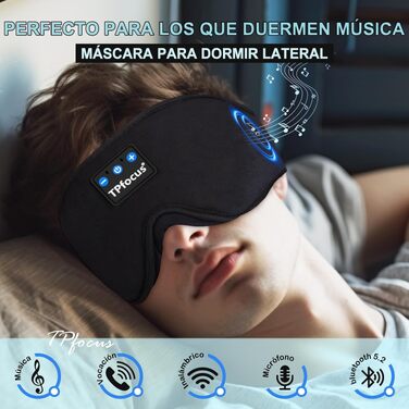 Маска для сну з Bluetooth-навушниками ASMR, бездротова м'яка маска для сну та відпочинку, підходить для подорожей та офісу, 3D дизайн (чорна)
