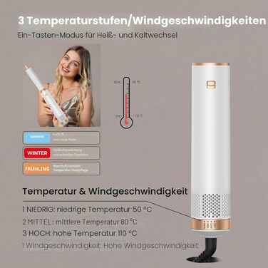 Набір стайлер для волосся 5 в 1 Haarstyler 1000W: фен, круглі щітки, вирівнювач та керлер для всіх типів волосся (чорний)