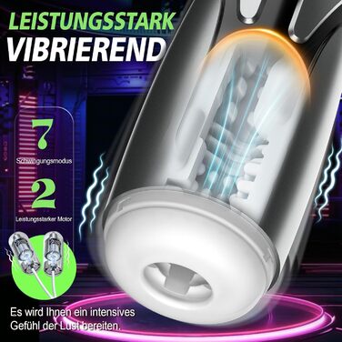 Електричний мастурбатор для чоловіків з 7 режимами вібрації та телескопічною функцією - секс-іграшка, вібратор для пеніса