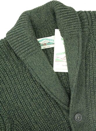 Чоловічий в'язаний кардиган Aran Crafts з 100% мериносової вовни, рифлений, колір армійський зелений, розмір S