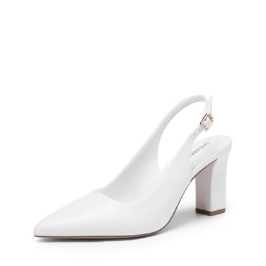 Жіночі туфлі-човники Dream Pairs на підборах з відкритою п'ятою (slingback), білі, розмір 39 EU