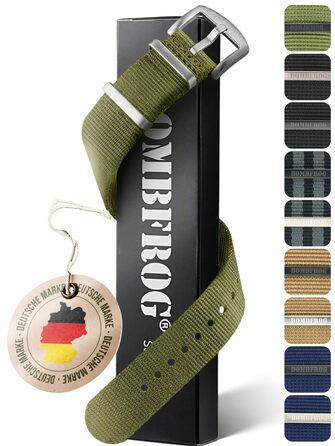 Нейлоновий ремінець для годинника NATO Strap з пряжкою, оливковий, 20 мм