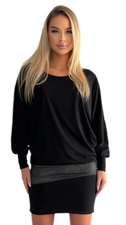 Сукня міні Mississhop святкова блискуча, чорна (S-XXL) - Туніка-пуловер