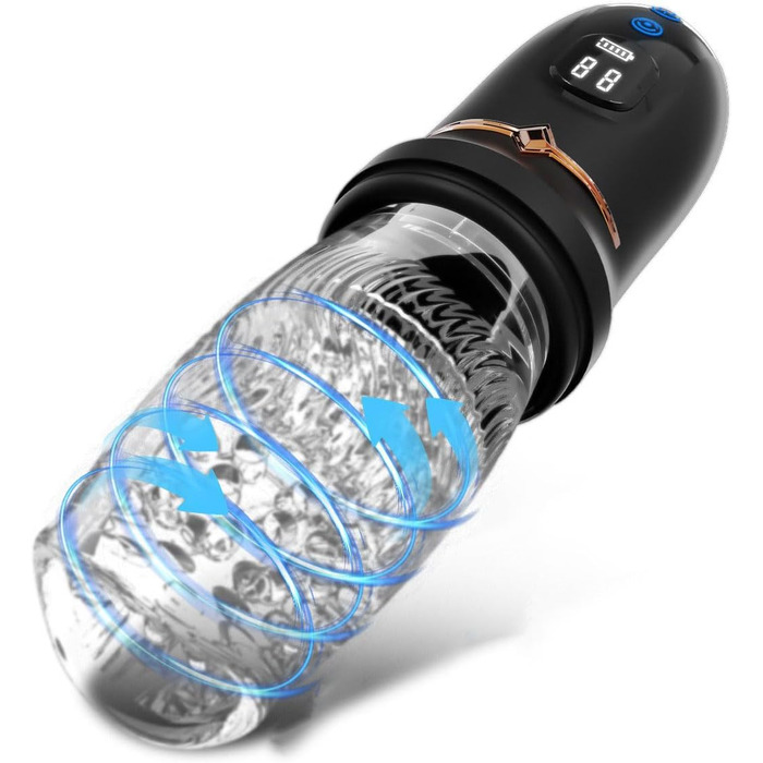 Електричний масажер для чоловіків, пеніс-насос з 5 режимами телескопічної дії, 5 режимами обертання та 10 режимами вібрації, чорний