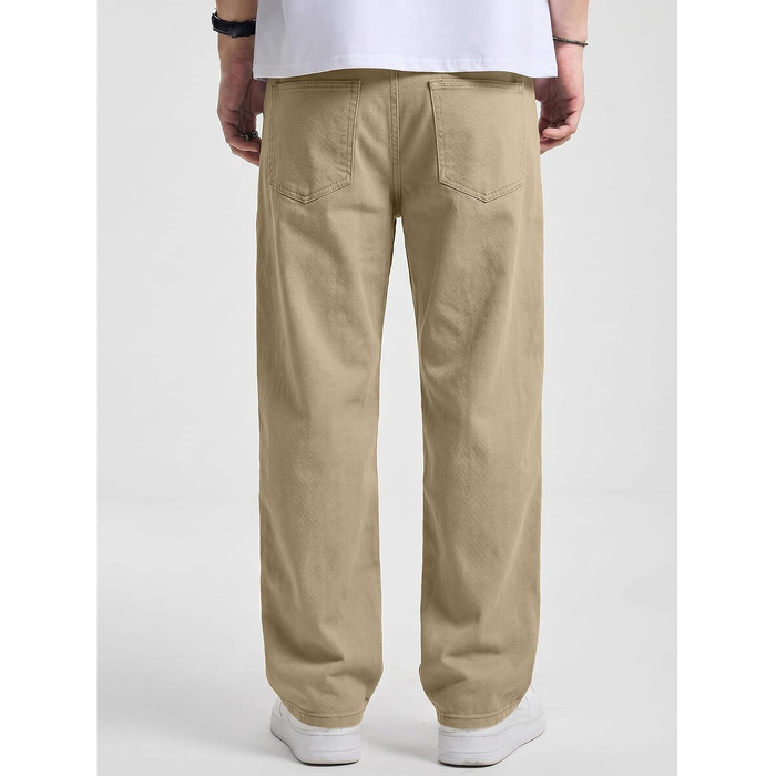 Чоловічі джинси Baggy JMIERR Y2K з ефектом stretch, широкі денімові штани (L, Khaki)