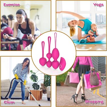 Тренування м'язів тазового дна для жінок з пультом дистанційного керування - медичний силікон, м'ячики для контролю сечовипускання та вправ для тазового дна (рожевий)