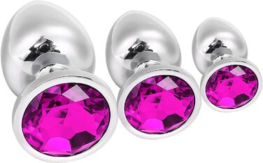 Набір анальних пробок Klein Medium Groß з металу: Butt Plug з кристалами та діамантами, темно-фіолетовий