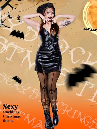 Чулки сітка халабрежки для жінок великих розмірів Jadive, 6 пар, чорні, готичний стиль, XL-XXXXL