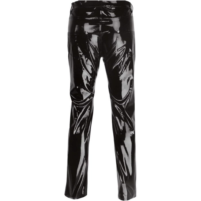 Чоловічі блискучі лакові штани Wetlook, штани з лакованої шкіри, мотоциклетні штани, Slim Fit, для клубу/вечірки, чорні, XL