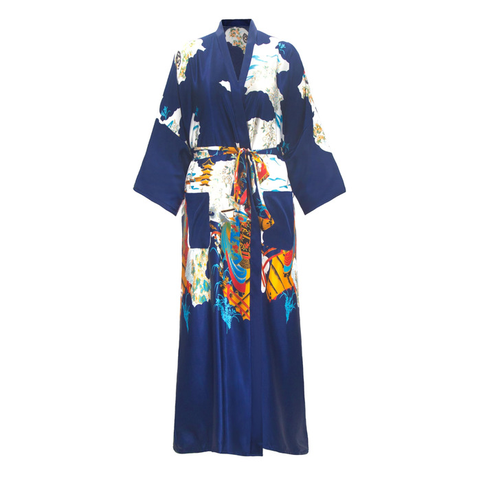 Кимоно халат для жінок, великі розміри, сатин, легкий, японський, плюс сайз, халат-юката (Pagode Kriegsmarine, 3XL)
