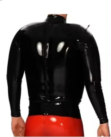 Латексний catsuit GAYLOP чорний, сексуальний, надувний, з довгими рукавами та блискавкою ззаду, розмір L