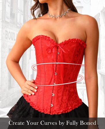 Корсет Vrapo для жінок - бюст-корсет, шнурівка, талія, спідня білизна, червоний, XS