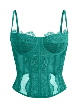 Корсет-топ Dealmore для жінок: вихід у світ, мереживо, сітка, побачення, вечірка, клуб, XL, трав'яний зелений