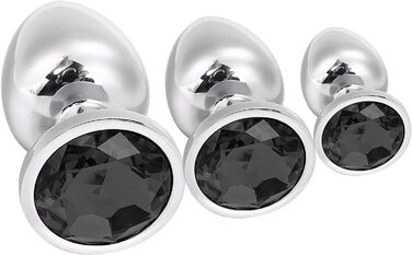 Набір анальних пробок Klein Medium Groß Metall з кристалами та діамантами (чорний)