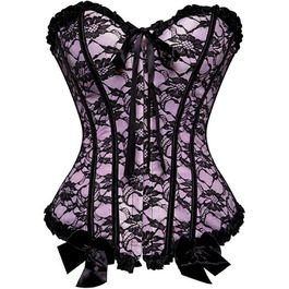 Корсет-бастінг Korsett для дівчаток та жінок, рожевий, з квітковим принтом та шнурівкою, overbust