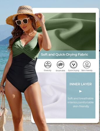 Зелений купальник суцільний Tuopuda з вирізом, Push Up, для жінок, Plus Size XXL