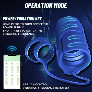 Електричний мастурбатор для чоловіків з 9 вібраційними режимами та керуванням через додаток, стимулятор головки, мастурбатор для інтенсивної стимуляції (синій)
