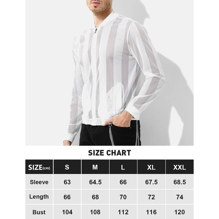 Чоловіча сітчаста сорочка-майка Casey Kevin Herren з прозорою вставкою, розмір M, колір білий