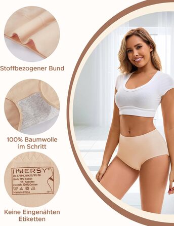 Труси жіночі INNERSY бавовна стрейч, висока талія, 5 шт. (XL, Маярд кольори)