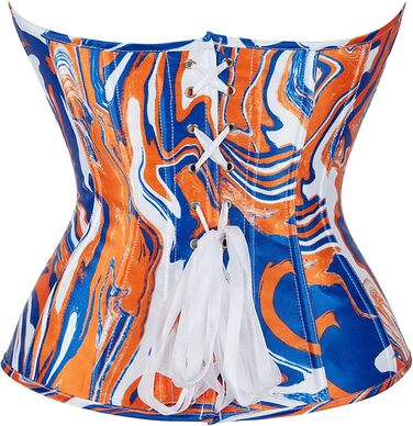 Жіноче корсетне тіло Adelce з квітковим принтом, блакитно-помаранчеве, на шнурівці, вінтажний стиль