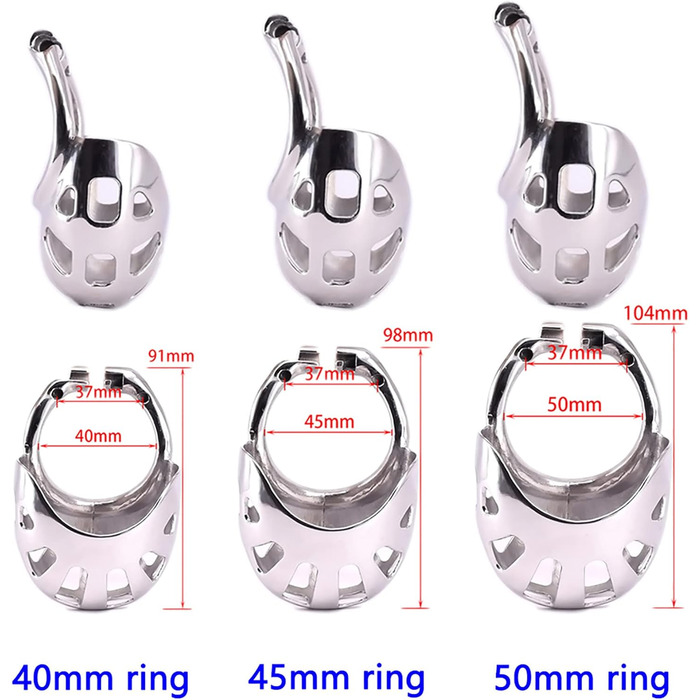 Металевий кайданок для яєчок з кільцем для пеніса, срібний, 40 мм | Кайданок для яєчок, преміум якість