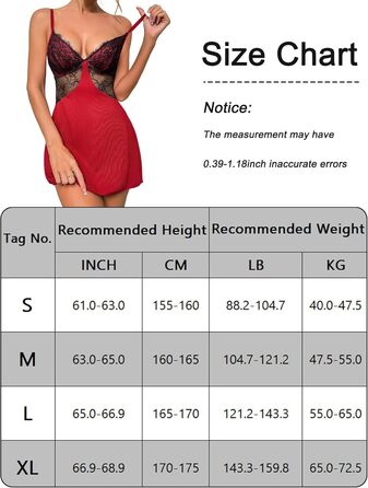 Нічна сорочка-бабідол для жінок Panegy з вирізами та мереживом (червона, розмір M)