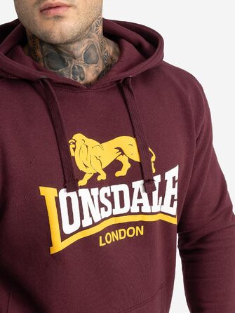 Чоловіча толстовка на блискавці з капюшоном Lonsdale RINSEY, приталена модель, колір Oxblood, розмір S