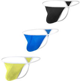 Танга для чоловіків з сіткою, сексуальний дизайн, великі кишені, еластичний та м'який матеріал, кольори: жовтий, темно-синій, чорний, розмір L