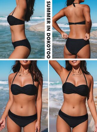 Бікіні Dokotoo Bandeau Push Up: роздільний купальник, комплект S-2XL (Чорний)