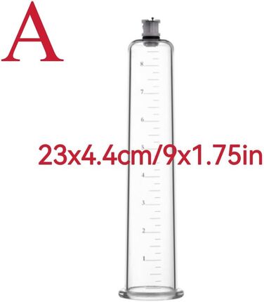 Вакуумний насос для пеніса: прозора трубка з шкалою, ручна помпа для ерекції, збільшення та лікування імпотенції. Аксесуар для чоловіків (A:23x4.4см)
