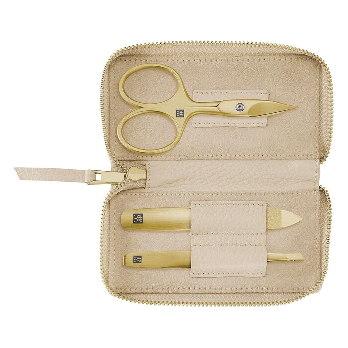 Манікюрний набір ZWILLING Premium Gold Edition (3 предмети) у шкіряному чохлі, дорожній набір для догляду за нігтями